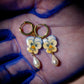 Pansy & Pearl Earrings